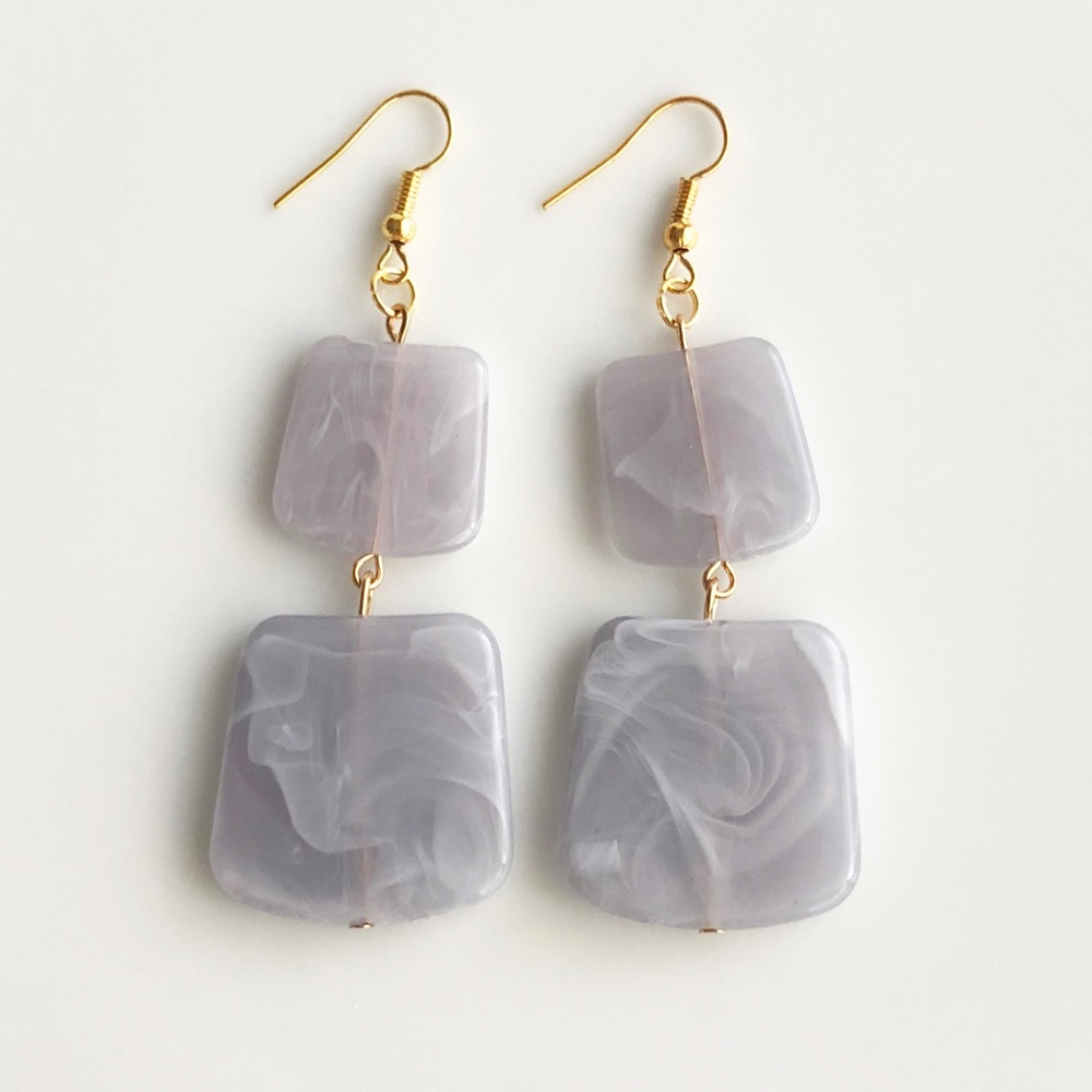 NEW "Temple" Acrylic Square Earrings (white)